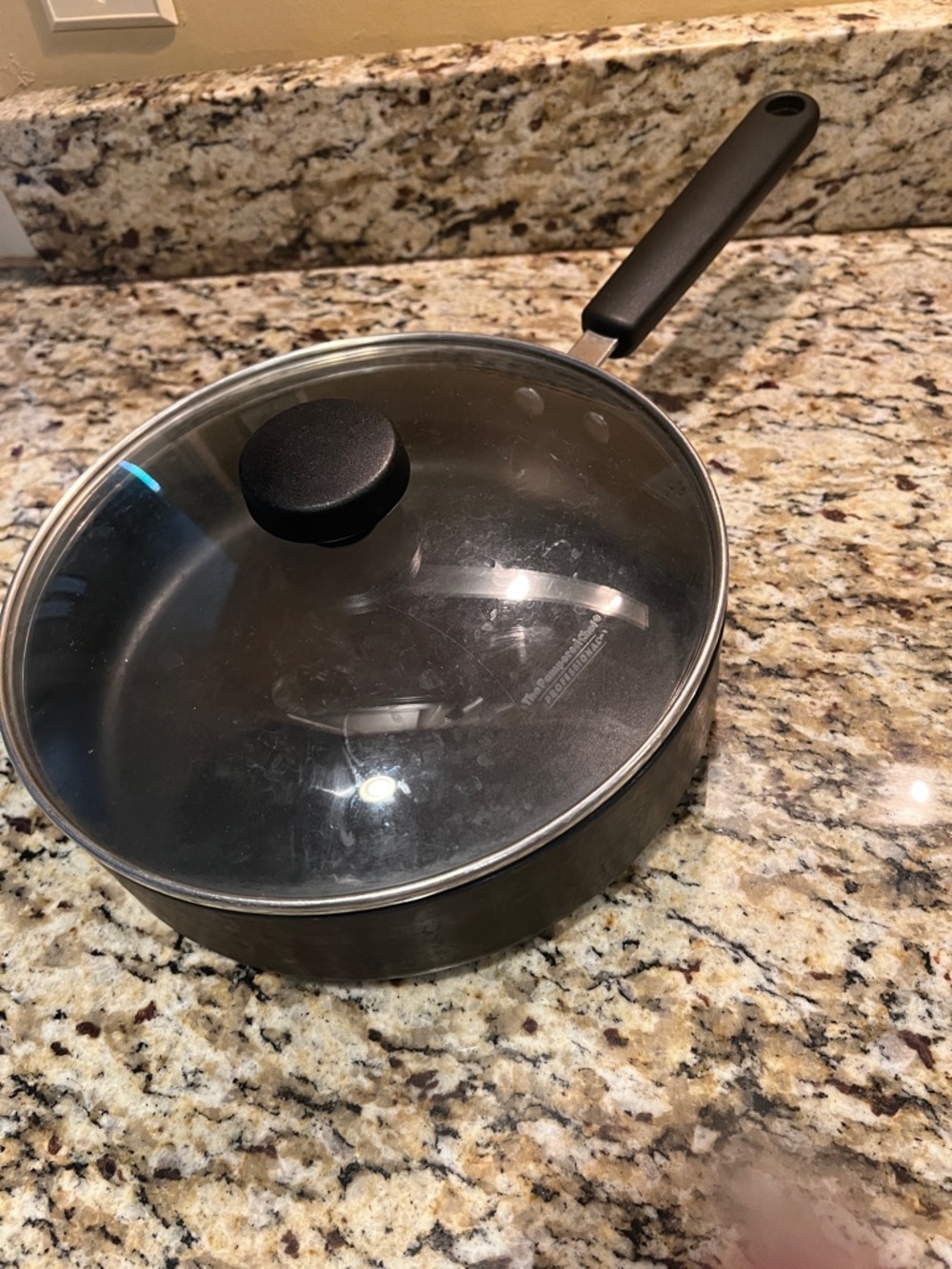 Pampered Chef Black Nonstick 10” Saucepan with Glass Lid